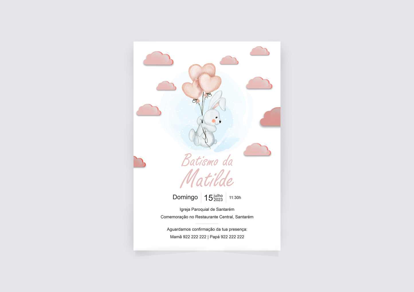 Convite Batismo Menina